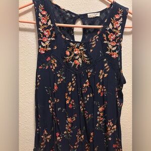 Mason & Belle Navy Floral Embroidered Sleeveless Top